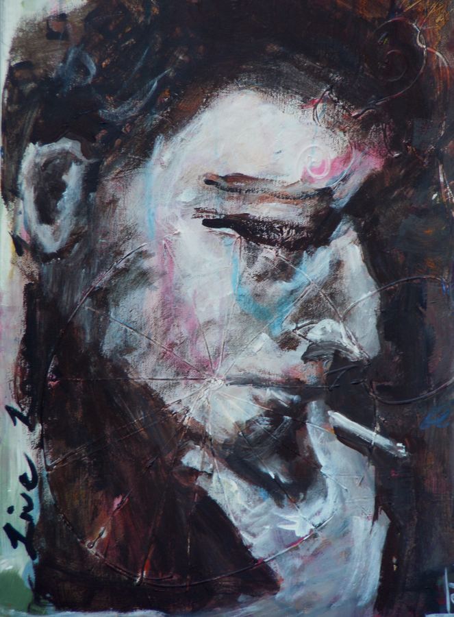 Abstract expressionist portrait with heavy fragmentation